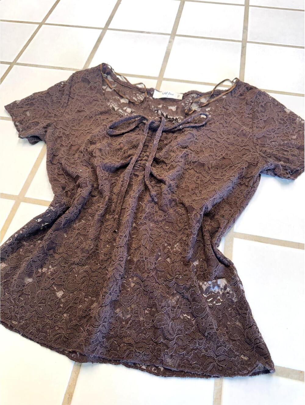 WILD LOVE Brown mesh top - Picture 2 of 7